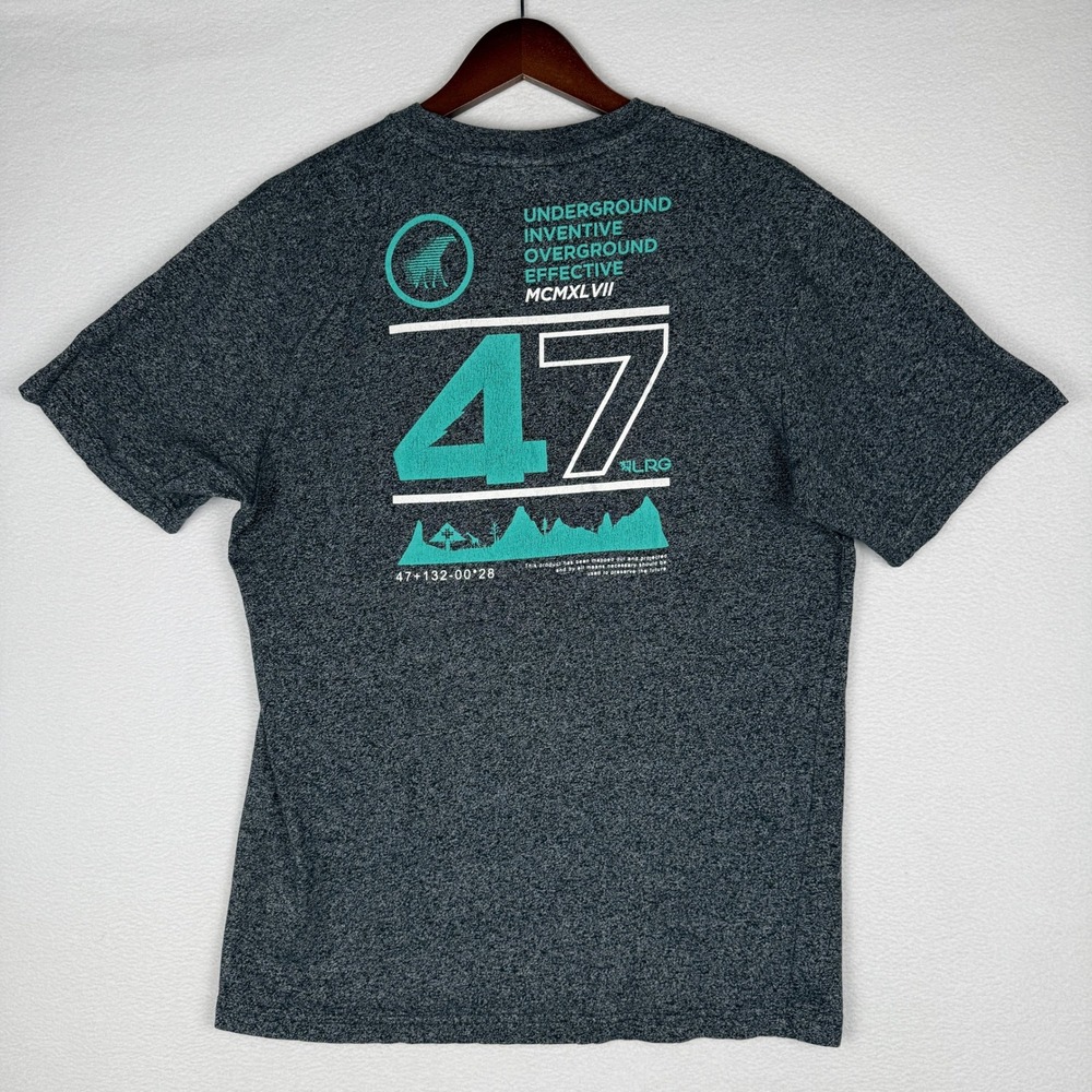 LRG Lifted Research Group Graphic T-Shirt Mens Medium Gray 47 MCMXLVII Skater